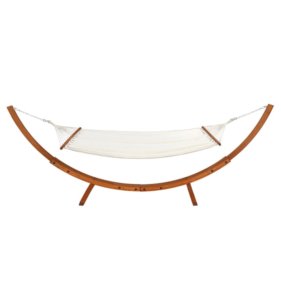 Ktaxon Teak Hammock Set, Complete with Stand & 600LB Capacity Weather-Resistant Polyester Fabric