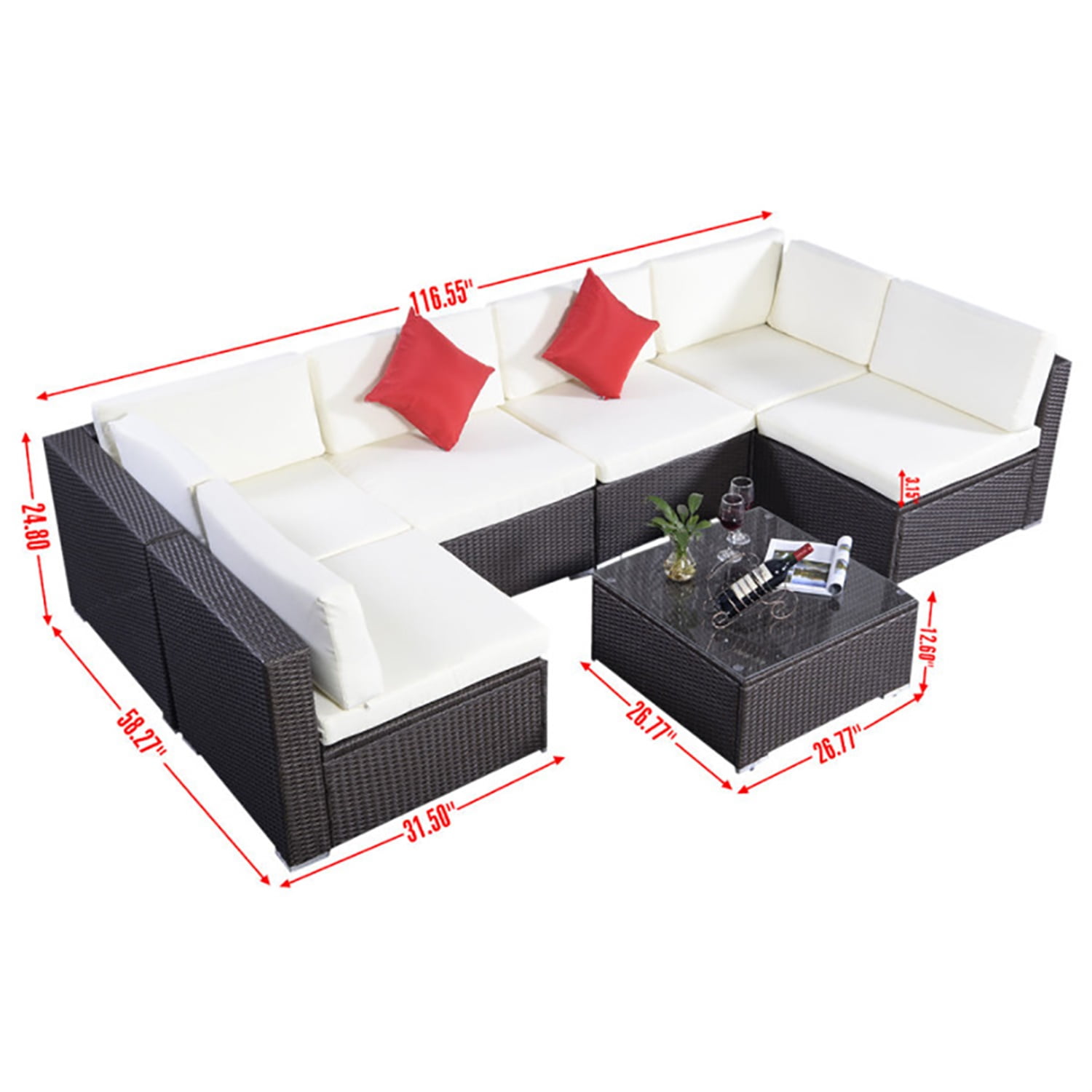Aimee Lii Patio Furniture Set, 7 Pieces Outdoor Patio Wicker Rattan Cushioned Sofa Aimee Lii Patio Furniture Set, 7 Pieces Outdoor Patio Wicker Rattan Cushioned Sofa