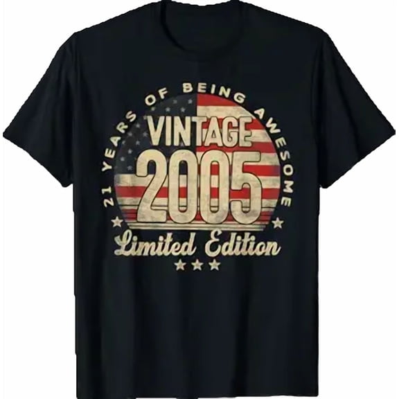 Vintage 2005 Edition USA Flag 21-Year-Old Age 21 T-Shirt