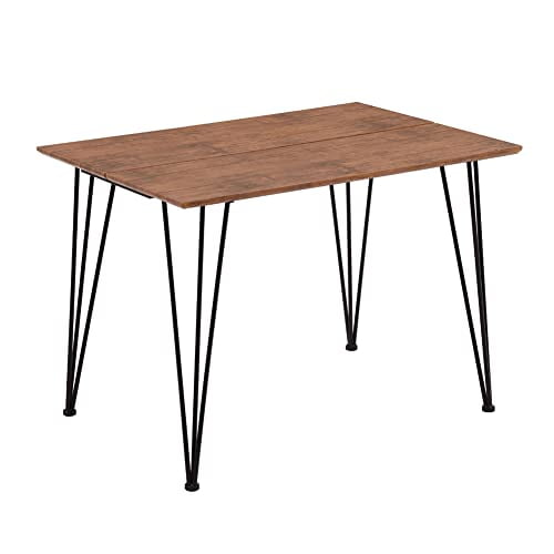 NIERN Wood Dining Table with Metal Hairpin Legs,Rectangle Farmhouse