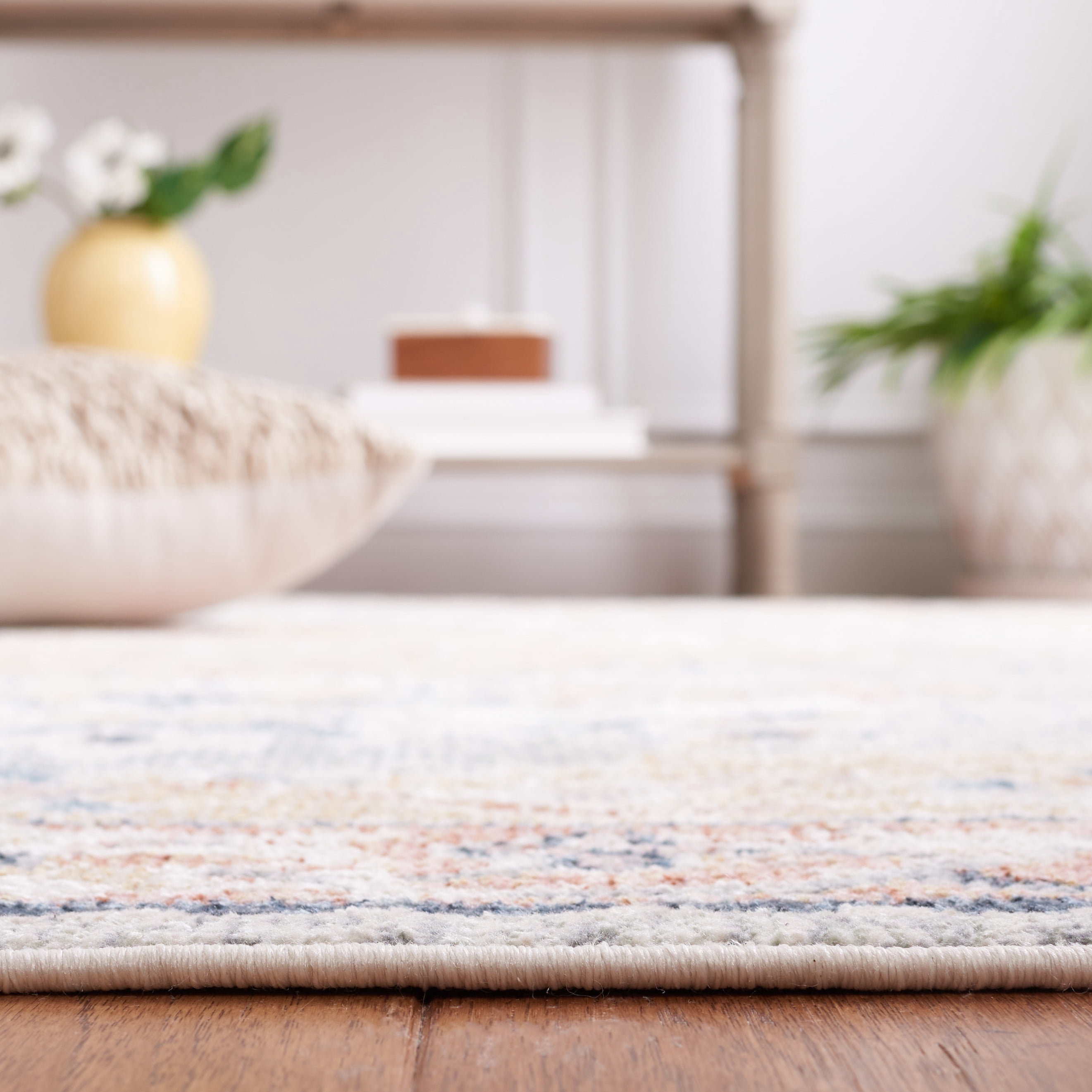 SAFAVIEH Bayside Rudy Oriental Polyester Machine Washable Area Rug, Sage/Gold, 4' x 6'