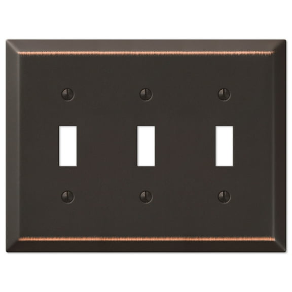 Amerelle 163TTTDB Century Steel Wallplate 3 Toggle Light Switch Aged Bronze