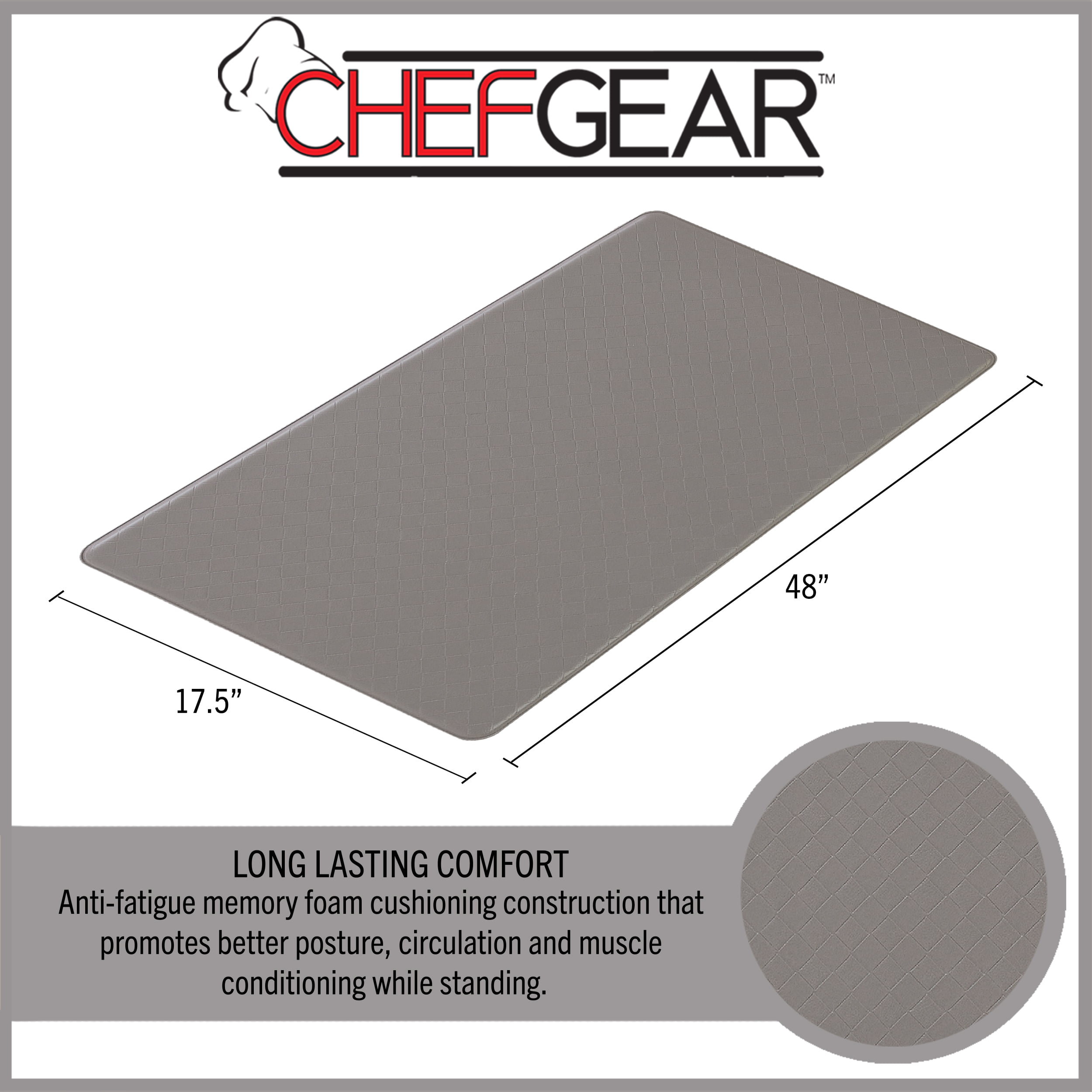 Anti-Fatigue Kitchen Mat Set, Gray, Playa Basketweave by Chef Gear, 17.5 in. x 48 in. / 17.5 in. x 28 in.