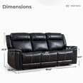 thumbnail image 3 of Ebello Faux Leather Manual Reclining Sofa, Mid-Century Modern 3-Seater Couch with Padded Headrest and Armrest for Living Room, Home Theater, Black, 3 of 10