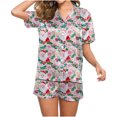 thumbnail image 2 of Fznquz Button Down Women Pajama Sets 2 Piece Satin Christmas Lounge Short Sleeve Soft Xmas Women Lounge Set, 2 of 6