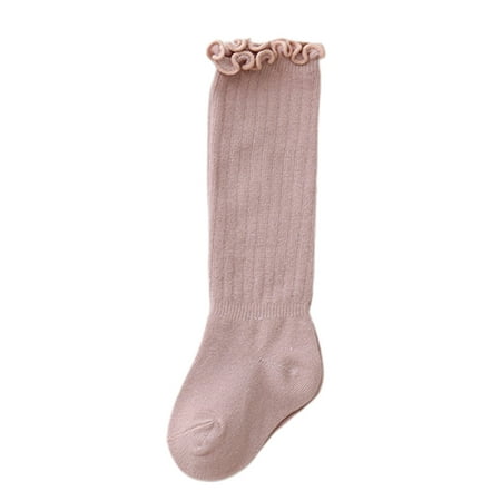 

Newborn Infant Baby Girls Thigh High Stockings Solid Color Crimp Socks Cute Knee High Stocking
