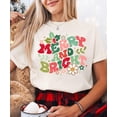 thumbnail image 3 of Distressed Merry and Bright Christmas Shirt for Women and Teens Girly Winter Holiday Tee Ivory Shirt Adult 2X-Large, 3 of 4