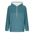 thumbnail image 5 of Otntypg Tunic Hoodies for Women Fashion Lightweight Split Hem Drawstring Casual Long Sleeve Hooded Sweatshirts Tops with Pockets Trendy Atheltic Pullover T-Shirts Light Blue XXL, 5 of 8