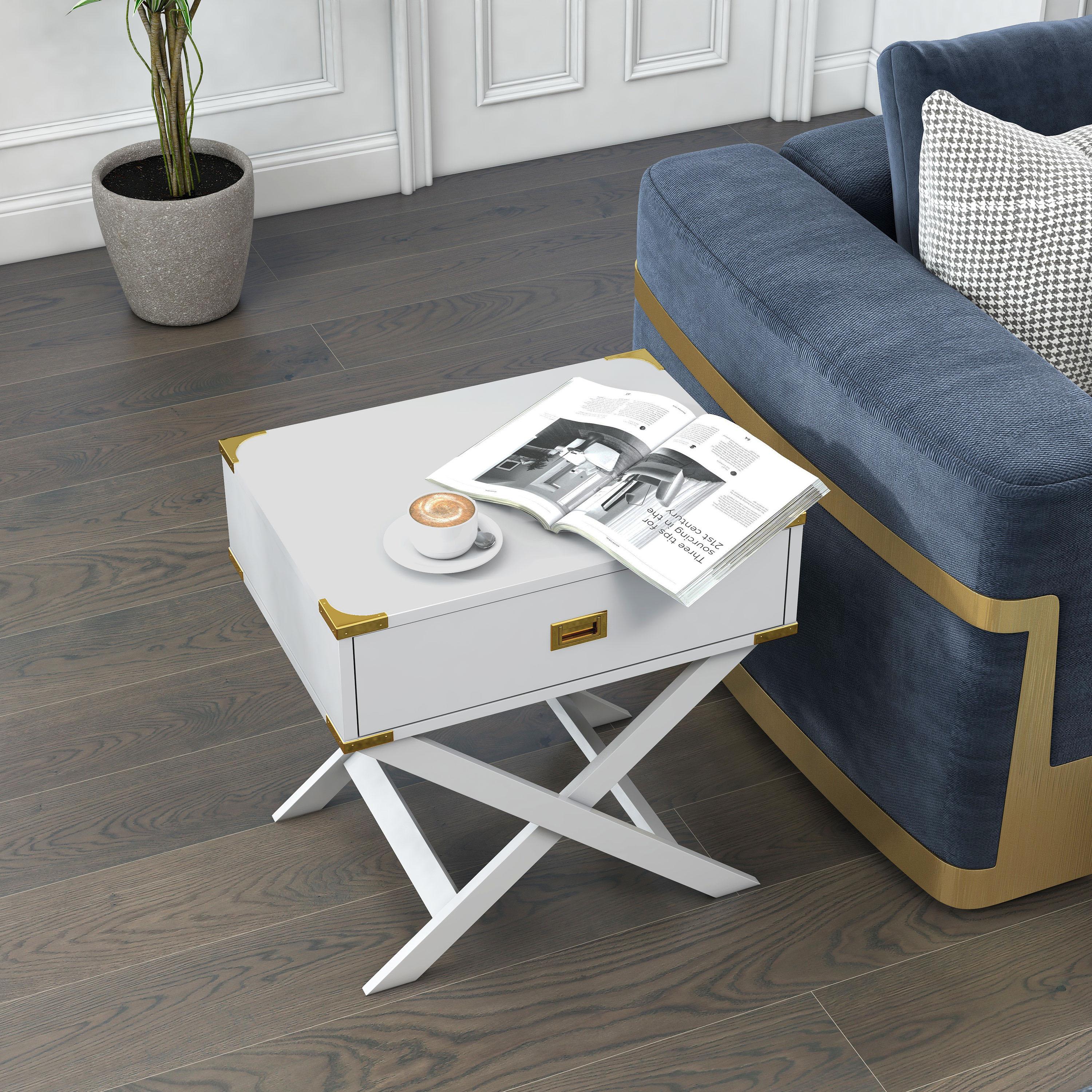 Furniture of America Sienna 1-Drawer Wood White End Table