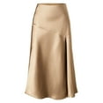 thumbnail image 6 of qolati Women Satin Midi Skirt High Elastic Waisted Side Split Party Cocktail Skirts Casual Silk Skirt for Wedding Formal Club, 6 of 6