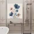 thumbnail image 4 of Wall Art Prints, Navy Blue Floral Framed Canvas Prints for Bedroom Living Room Bathroom Office, Watercolor Flowers Farmhouse Linen Gallery Wrap Wall Art Poster for Gifts Home Decor 12"x12", 4 of 9