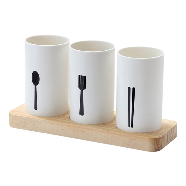 Yuarrent Caja de almacenamiento de utensilios de plástico bonita a la moda, cucharas de cocina, tenedor, palillos, vajilla, tubo, soporte de drenaje, Mostrada Yuarrent JJ22683-00