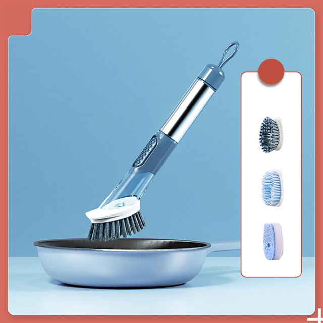 Cepillo para platos con dispensador de jabón perfecl azul