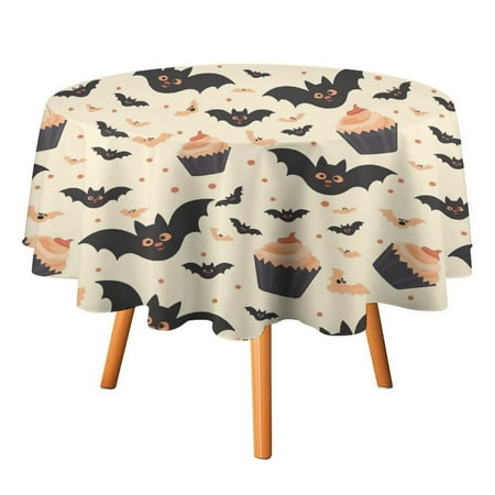 

JINGDS Tiny Halloween Cupcakes Bats-1162 Round Table Cloth Halloween Tablecloth Thanksgiving Day Table Cloth Round Cover Circle Tablecloth for Halloween Thanksgiving Fall Party