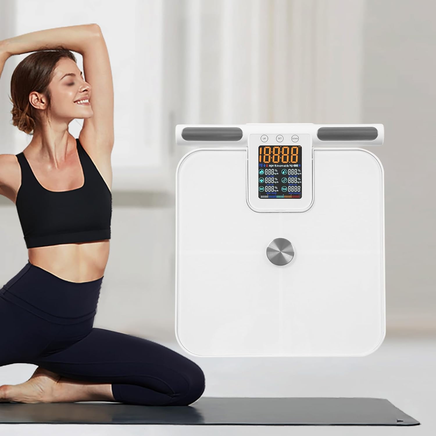 Body Weight Smart Digital Scales, Most Accurate 8 Eletrode Body Fat Scale, Bluetooth Intelligent Bathroom Scales with LCD Display, Scale with BMI, Body Fat, Muscle Mass with Fitness App