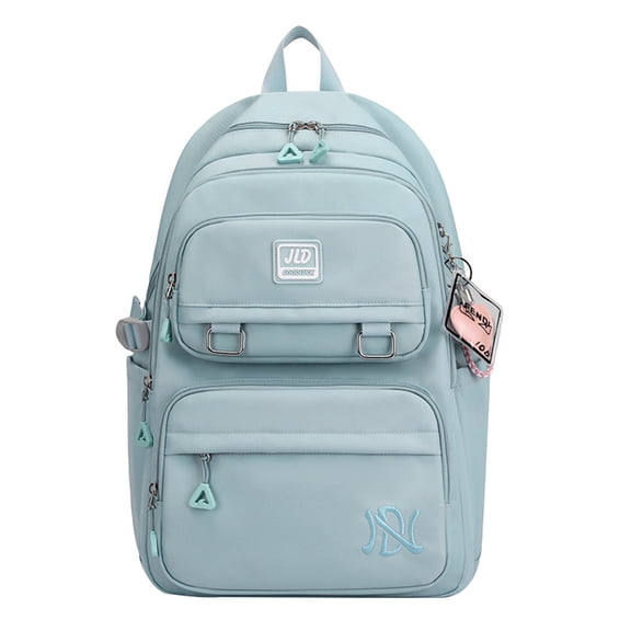 FUZHIQ Solid Color School Backpack with Multi Compartment Design, Durable Daily Bookbag for Ages 12-17, Padded Straps Back to School Daypack, Blue