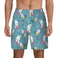 thumbnail image 2 of Picia Rabbit And Balloon pattern Mens Swim Trunks with Compression Liner Stretch Beach Shorts Quick Dry with Zipper Pockets No-Chafing Board Shorts-Medium, 2 of 9