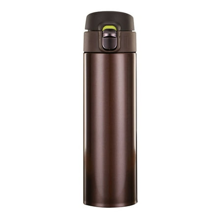

Stainless Steel Water Bottle Pop Up Vacuum Insulated Portable for Sports Contigo Water Bottle Easy to Open Thermos Cup Steel Water Bottle Brown