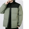 thumbnail image 4 of YueHuiYing Men's Casual Solid Color Block Jacket Stand Collar Long Sleeve Zip Up Loose Thickened Warm Winter Coat, 4 of 9