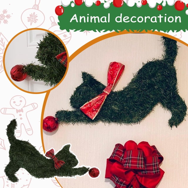 Decoración de animales colgantes, guirnalda, ligero decorativo reutilizable montaje artificial hecho a mano decoraciones naturales estatuilla corona para Windows Party Home Gato de cola Cola Guirnalda colgante
