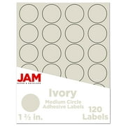 JAM Paper & Envelope Circle Label Sticker Seals, 1 2/3 in Diameter, Ivory, 120 Round Labels per Pack
