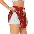 thumbnail image 1 of Balery Gingerbread Man Pantalones cortos deportivos para mujer con forro y dos bolsillos, elásticos, para entrenamiento, gimnasio, yoga-XX-Large, 1 of 7