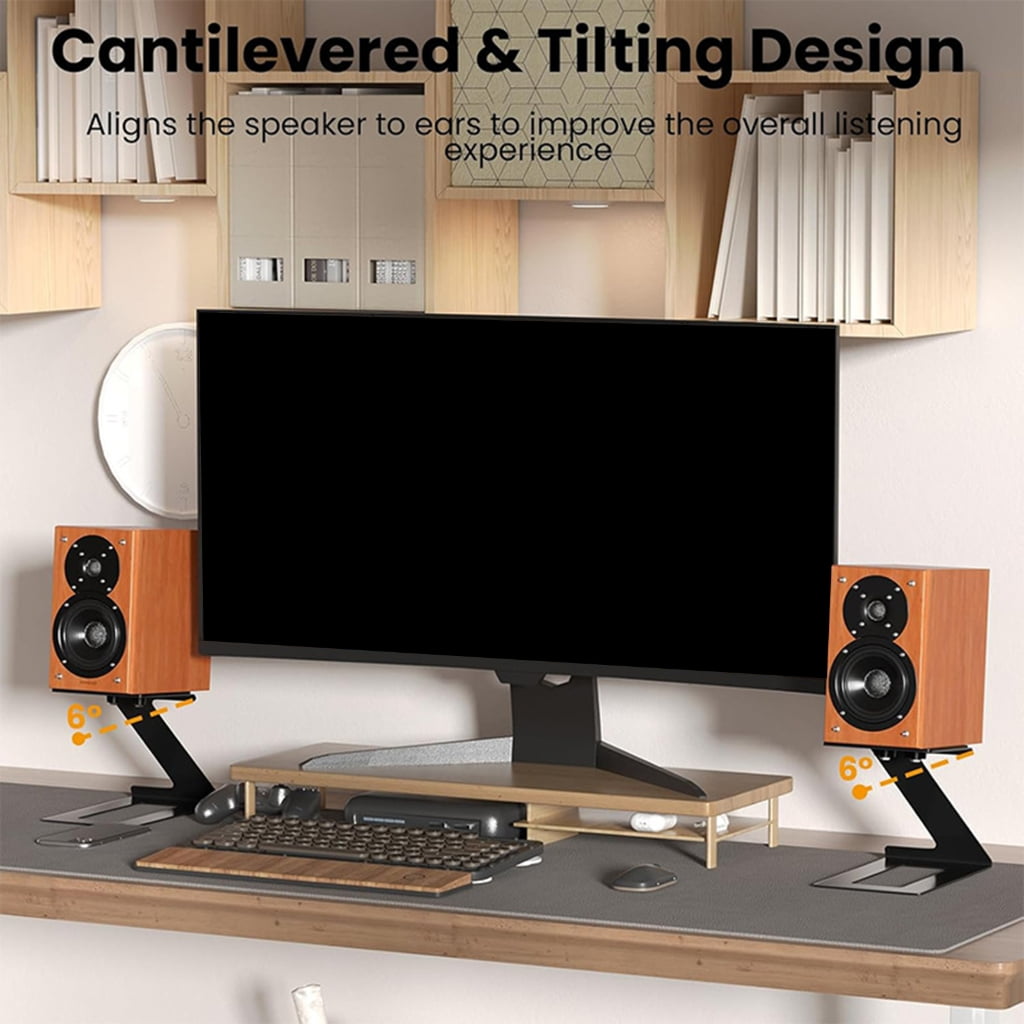 Desktop Speaker Stand with Vibration Absorption Pads Bookshelf Speaker Stand Support 22lbs Studio Monitors Holder