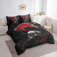 thumbnail image 3 of Castle Fairy Teens Crow Skull Bedding Comforter Set 7pcs,Black Red Queen Bedding Sets Super Cozy,Gothic Style Queen Sheet Sets,Breathable Home Decor,Reversible, 3 of 8