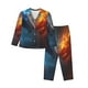 thumbnail image 1 of Balery Red And Blue Fire Dragon E Conjunto de Pijama con Estampado para Mujer, Conjunto de Dos Piezas con Manga Larga, Ropa de Dormir Suave con Bolsillos, Pijamas Cómodos-Small, 1 of 7