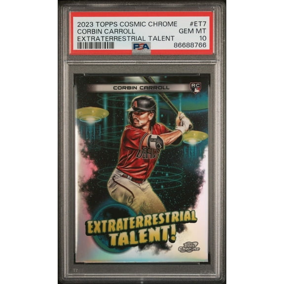 Graded 2023 Topps Cosmic Chrome Corbin Carroll #ET7 Extra Terrestrial Talent Rookie RC Baseball Card PSA 10 Gem Mint