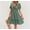 Green, variant on Mutural Summer Beach Dress Ladies Short Sleeve Solid Color Purfle Lace V Neck Mini Sundresses For Women Small Blue