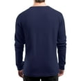 thumbnail image 3 of Dwellite Long Sleeve Waffle Henley Shirts for Men, Slim-Fit Button Down Tshirt Crewneck Sweatshirt Pullover Navy XL, 3 of 4
