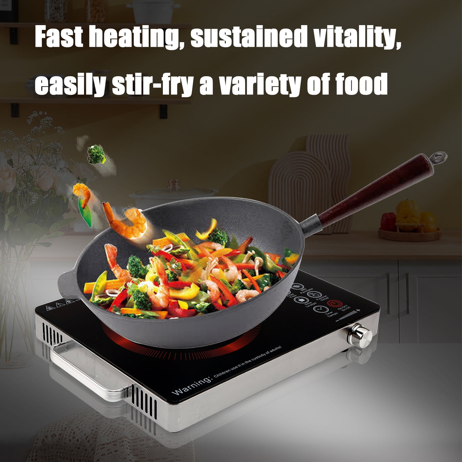 3500W Hot Plate Electric Ceramic Stove, Portable Infrared Induction Cooker, Home Cooktop Cooking Furnace with Knob Control & Touch Control, Electric Stove Countertop Burner Cooktop for All Cookware