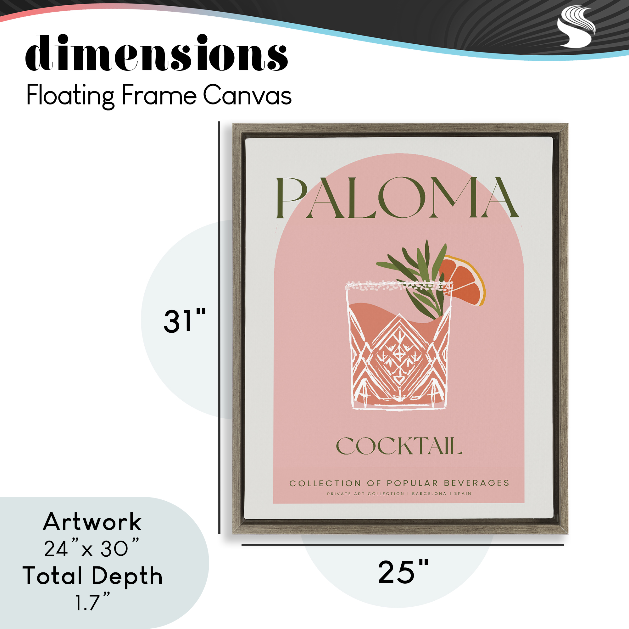Stylish Retro Paloma Brown Framed Floater Canvas Wall Art, design by Lil' Rue