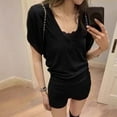 thumbnail image 5 of Summer Tops for Women Short Sleeve Tops Compression Shirt Woman Women Causal Shirts Tall Womens Shirts Stripped Short Sleeve Shirt for Woman's Summer Lightweight Long Black L, 5 of 5