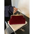 thumbnail image 6 of Women's Vintage Velvet Evening Clutch Bag with Rhinestone Accents and Metal Handle, 6 of 7