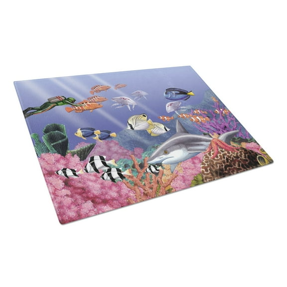 Caroline's Treasures Undersea Fantasy 5 Glass Cutting Board Large