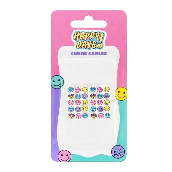 Cubre Cable Prichos Happy Days! Multicolor de Plástico 2 Piezas por Empaque