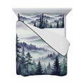 thumbnail image 7 of Quilts Twin Size Bedding Set, Dark Purple Forest Lightweight Quilted Comforter, Watercolor Clouds Trees Mountain Soft Reversible Bedspread Coverlet with Pillow Covers for All Season, 68" x 86", 7 of 7