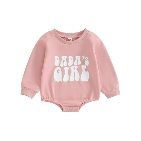 Bagilaanoe Newborn Baby Girl Oversized Romper Sweatshirt Long Sleeve Bodysuits Letter Print Pullover 6M 12M 18M 24M Infant Casual Tee Tops