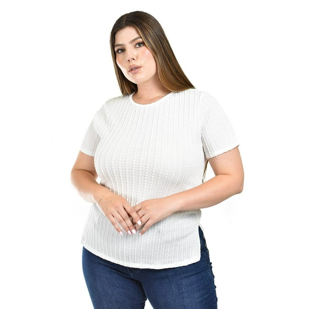 Blusa asimetrica Roman Fashion Tallas Extras 014 Blanco 40