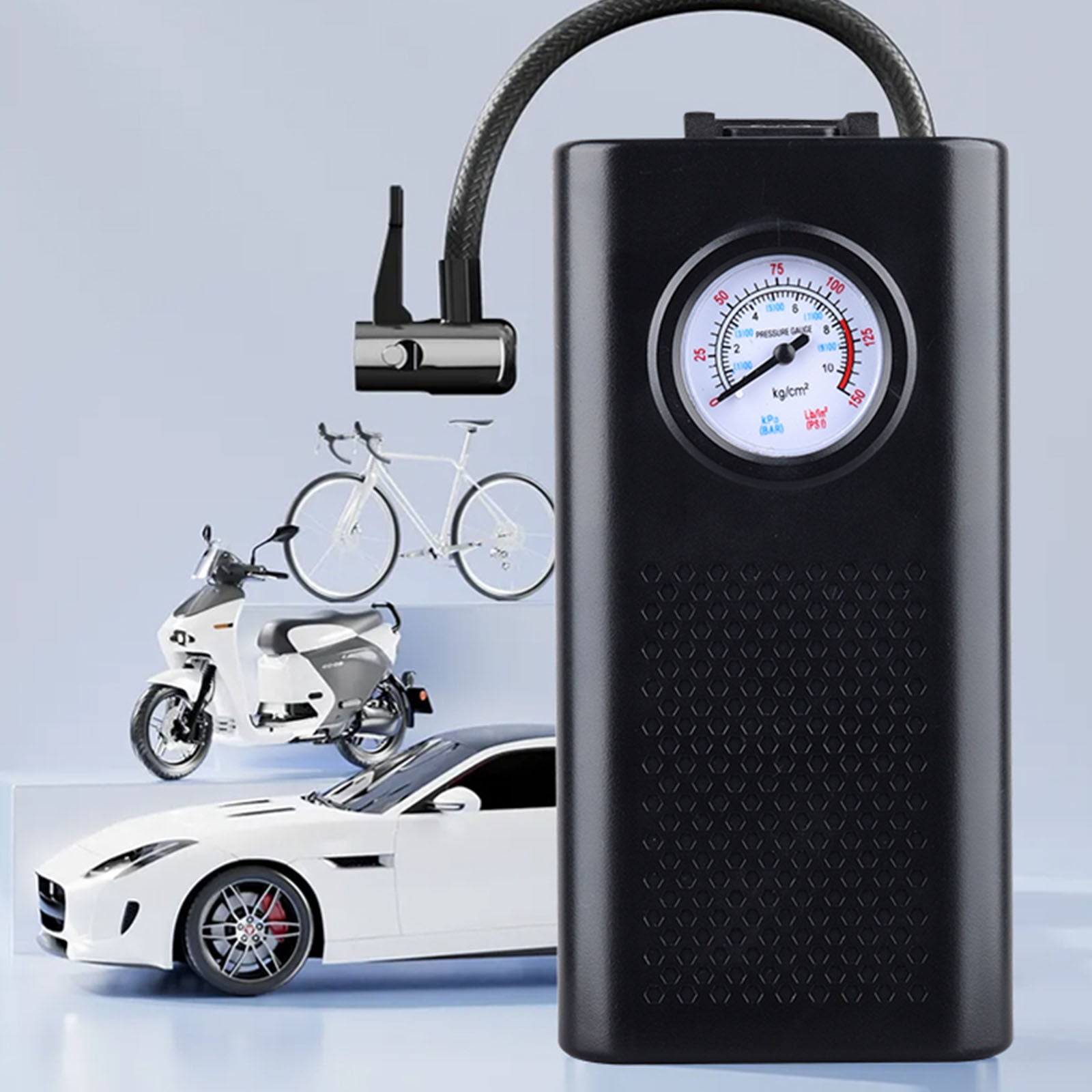 Vadktai Tire Inflator, Portable Air Compressor, Faster Portable Air Pump for Car Tires, Cordless Air Pump with Pressure Gauge for Cars, Bike & Motorcycle Tires, Ball