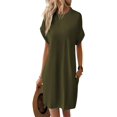 thumbnail image 1 of Robes d'Été à Manches Courtes pour Femmes avec Poches Robe T-Shirt Simple Unie avec Poches, 1 of 1