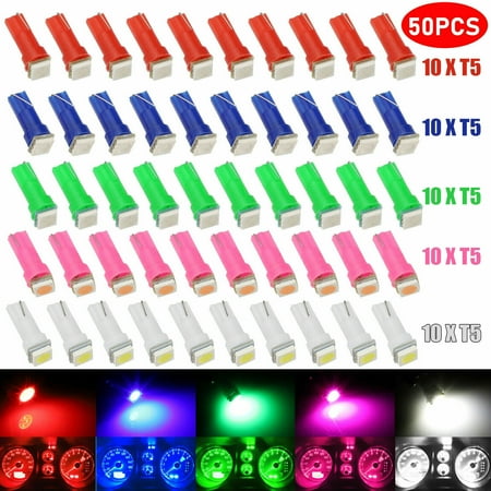 

50pcs/Set T5 74 5050 LED Speedometer Instrument Gauge Cluster Dash Light Bulbs
