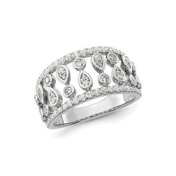 7/10 Carat (Ctw SI1-SI2, G-H) Lab-Grown Diamond Band Ring in 14K White Gold (SIZE 7)