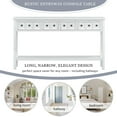 thumbnail image 6 of Rustic Entryway Console Table with 4 Drawers and Bottom Storage Shelf, Long, Narrow, Elegant Design Hallway Table with Wide Desktop, Solid Wood Sofa Table with Knobs & Square Legs, Antique White, 6 of 7