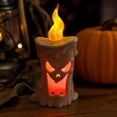 thumbnail image 5 of Halloween Ghost Candle Light, Melting Wax Style LED Flameless Candle Figurine with Scary Face for Indoor Mantel and Tabletop Decor, 5 of 7