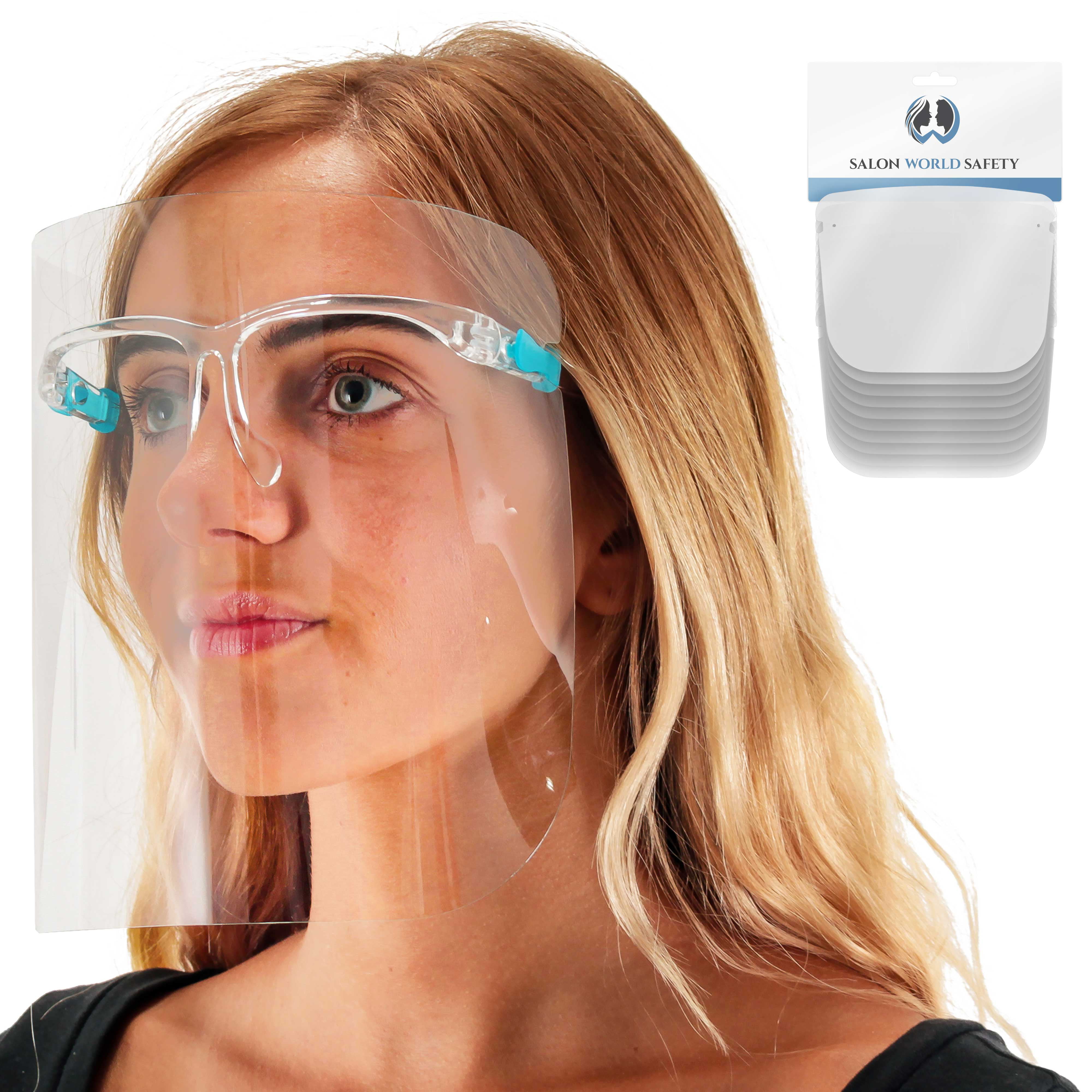 Fast Shipping Reuseable 5PC Face Shield w/Glasses Fits Over Glasses-AntiFog 
