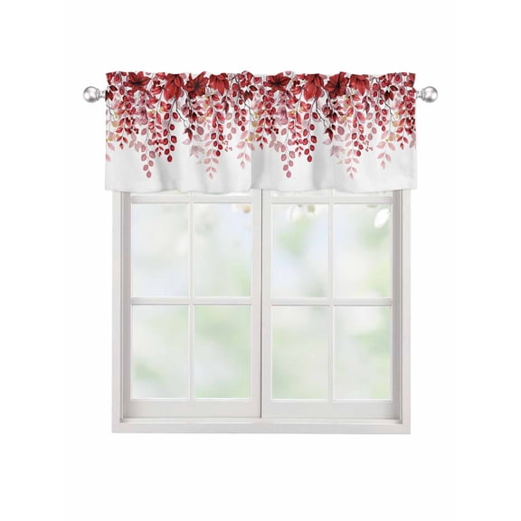 Valances for Windows Red Eucalyptus Rod Pocket Cafe Window Treatments Valance Curtains for Kitchen Bathroom Laundry Basement Windows 60"x18"