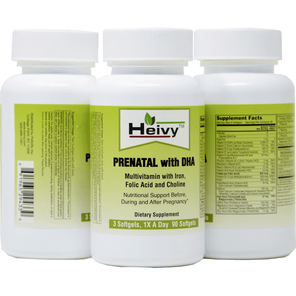 Prenatal Vitamins with DHA, Iron, Folic Acid, and Choline, 90 Veg Tabs